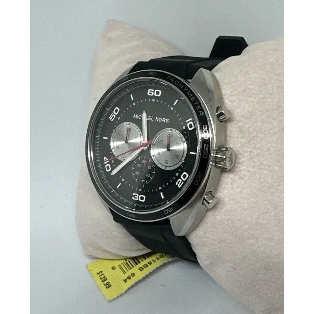 Michael Kors Dane MK8611 Men's Black Silicone Strap Analog Dial Watch HME435